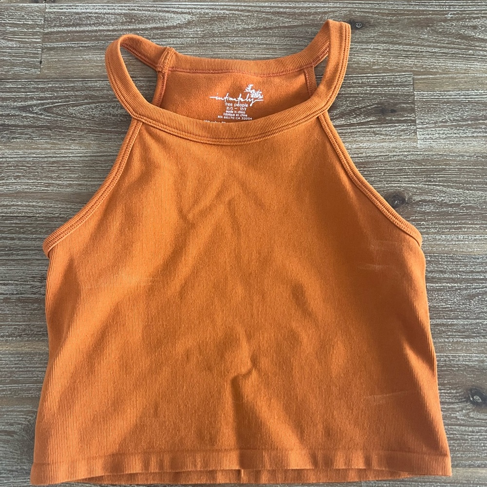 NWOT Free People Orange Halter Neck Top